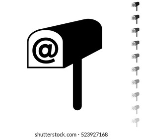 Mailbox - black vector icon and ten icons in  shades of grey