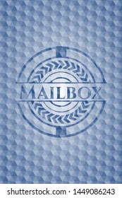 Mailbox blue polygonal badge. Vector Illustration. Detailed.