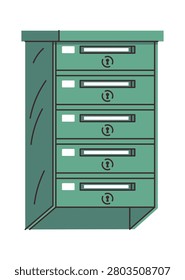 Mailbox Cabinet With Key Slots Line Art