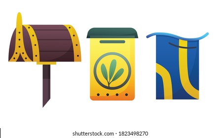 Mailbox. Cartoon mail box vector post or postal letterbox of American or European mailing and set of postboxes for delivery mailed letters