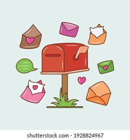 Icono de línea de color de buzón, ilustración de vector de correo simple   