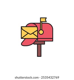 Icono de Vector coloreado de buzón sobre fondo blanco