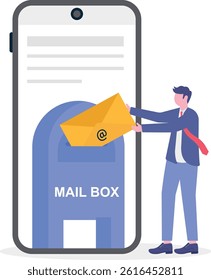 Mailbox Concept with new message notification icon, email marketing, Online business strategy, Advertising, Email newsletter,

