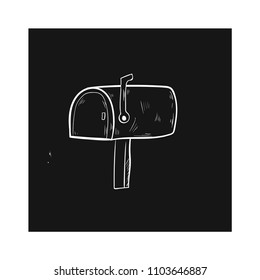 mailbox doodle icon   flat black