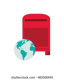 mailbox and  earth globe  icon