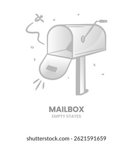 Mailbox, empty inbox, postbox, no messages, inbox, empty tray, no mail, clear inbox, email, empty folder, no notifications. Vector Illustration