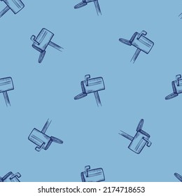 Patrón sin fisuras grabado en el buzón de correo. Buzón de texto vintage con estilo dibujado a mano. Esbozar textura para tela, papel pintado, textil, impresión, título, papel envolvente. Ilustración vectorial.