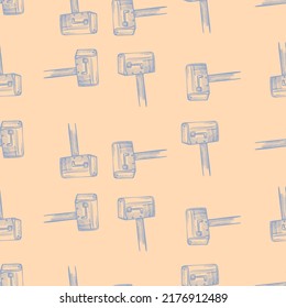 Patrón sin fisuras grabado en el buzón de correo. Buzón de texto vintage con estilo dibujado a mano. Esbozar textura para tela, papel pintado, textil, impresión, título, papel envolvente. Ilustración vectorial.