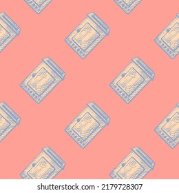 Patrón sin fisuras grabado en el buzón de correo. Buzón de texto vintage con estilo dibujado a mano. Esbozar textura para tela, papel pintado, textil, impresión, título, papel envolvente. Ilustración vectorial.