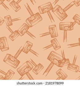 Mailbox engraved seamless pattern. Vintage letterbox in hand drawn style. Sketch texture for fabric, wallpaper, textile, print, title, wrapping paper. Vector illustration.