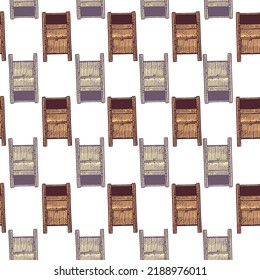 Mailbox engraved seamless pattern. Vintage letterbox in hand drawn style. Sketch texture for fabric, wallpaper, textile, print, title, wrapping paper. Vector illustration.