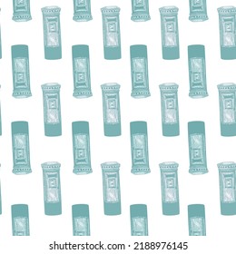 Patrón sin fisuras grabado en el buzón de correo. Buzón de texto vintage con estilo dibujado a mano. Esbozar textura para tela, papel pintado, textil, impresión, título, papel envolvente. Ilustración vectorial.