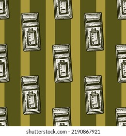 Mailbox engraved seamless pattern. Vintage letterbox in hand drawn style. Sketch texture for fabric, wallpaper, textile, print, title, wrapping paper. Vector illustration.
