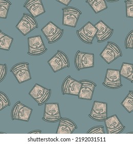 Mailbox engraved seamless pattern. Vintage letterbox in hand drawn style. Sketch texture for fabric, wallpaper, textile, print, title, wrapping paper. Vector illustration.