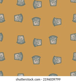Mailbox engraved seamless pattern. Vintage letterbox in hand drawn style. Sketch texture for fabric, wallpaper, textile, print, title, wrapping paper. Vector illustration.