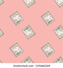 Mailbox engraved seamless pattern. Vintage letterbox in hand drawn style. Sketch texture for fabric, wallpaper, textile, print, title, wrapping paper. Vector illustration.