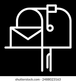 Mailbox and envelope glyph icon. A classic mailbox with a letter, symbolizing mail, communication, and postal services. Ideal for messaging, correspondence, and delivery themes