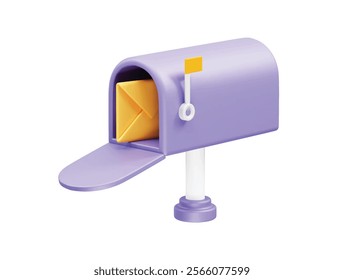 mailbox and envelope icon 3d render illustration