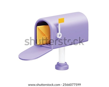 mailbox and envelope icon 3d render illustration