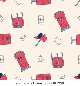 Mailbox Envelope Letter Vector Seamless Pattern illustration Design