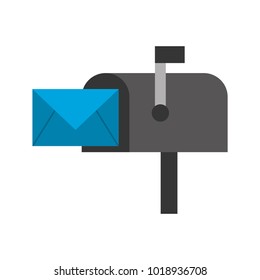 mailbox with envelope mail isolated icon