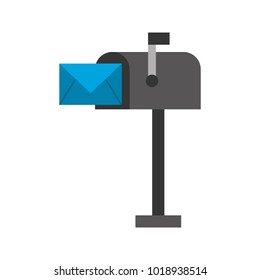 mailbox with envelope mail isolated icon