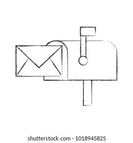 mailbox with envelope mail isolated icon