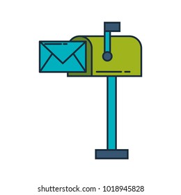 mailbox with envelope mail isolated icon