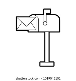 mailbox with envelope mail isolated icon