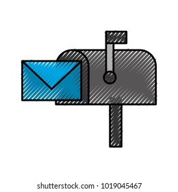 mailbox with envelope mail isolated icon