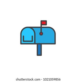 Mailbox filled outline icon, line vector sign, linear colorful pictogram isolated on white. Mail box symbol, logo illustration. 