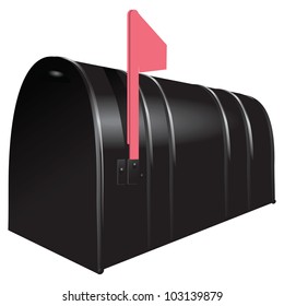 The mailbox with the flag raised. Vector illustration.