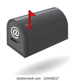 The mailbox with the flag raised. Vector illustration.