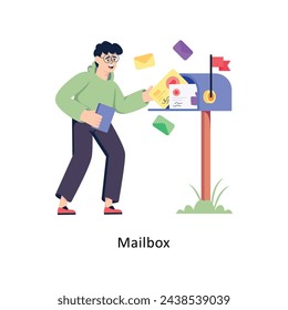 Mailbox flat style design vector stock illustrations. 