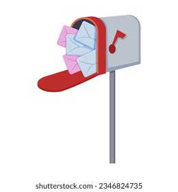 Mailbox full of envelopes on white background. Letterbox with letters cartoon illustration. Mail, communication, correspondence concept