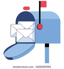 Mailbox full of letters isolated vector illustration on white background