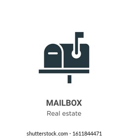 Mailbox glyph icon vector on white background. Flat vector mailbox icon symbol sign from modern real estate collection for mobile concept and web apps design.