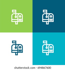 Mailbox green and blue material color minimal icon or logo design