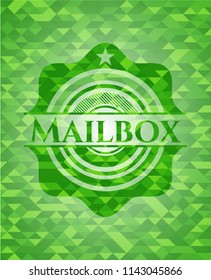 Mailbox green emblem with mosaic background