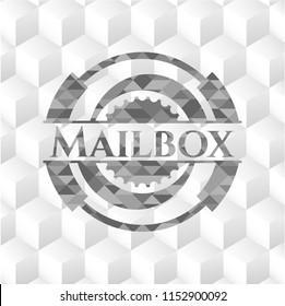Mailbox grey emblem with cube white background