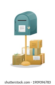 Briefkasten mit einem Loch für Buchstaben. Lieferung von Briefen und Paketen an Ihr Zuhause. Korrespondenz.