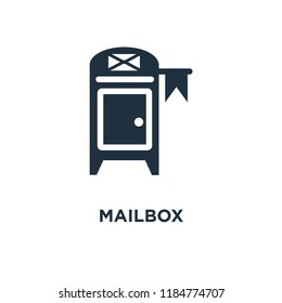 Mailbox icon. Black filled vector illustration. Mailbox symbol on white background. Can be used in web and mobile.
