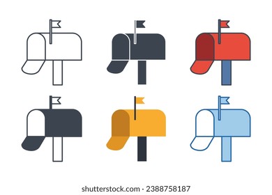 Mailbox icon collection with different styles. mail box postal icon symbol vector illustration isolated on white background