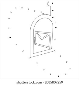 Mailbox Icon Connect The Dots, Mailbox, Post Box, Mail, Email, Vector Art Illustration