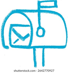Mailbox Icon Crayon Chalk Drawing Vector