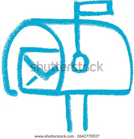 Mailbox Icon Crayon Chalk Drawing Vector