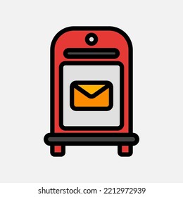 Mailbox icon in filled line style about email, use for website mobile app presentation