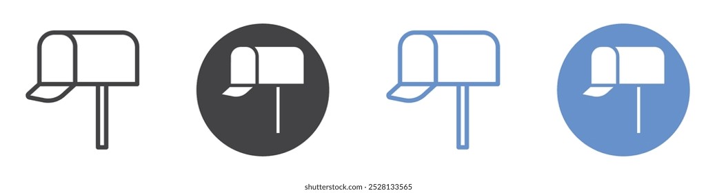 Icono de buzón Arte plano en blanco y negro aislado
