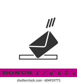 Mailbox icon flat. Black pictogram on white background. Vector illustration symbol and bonus button