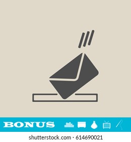 Mailbox icon flat. Grey pictogram on light background. Vector illustration symbol and bonus button real estate, ottoman, vase, tv, fishing rod
